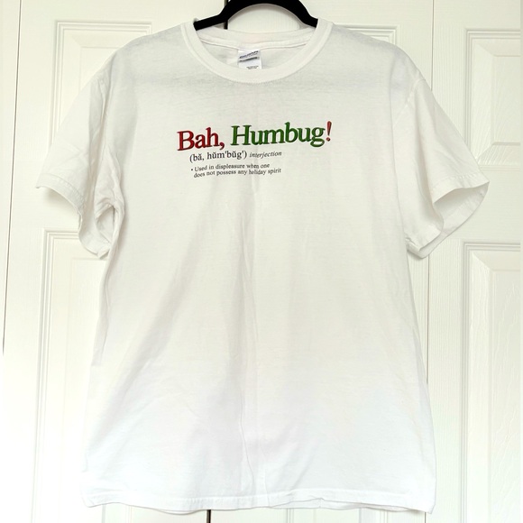 Bah Humbug A Christmas Carol Milwaukee Pabst White Short Sleeve Tee Shirt - Picture 1 of 4